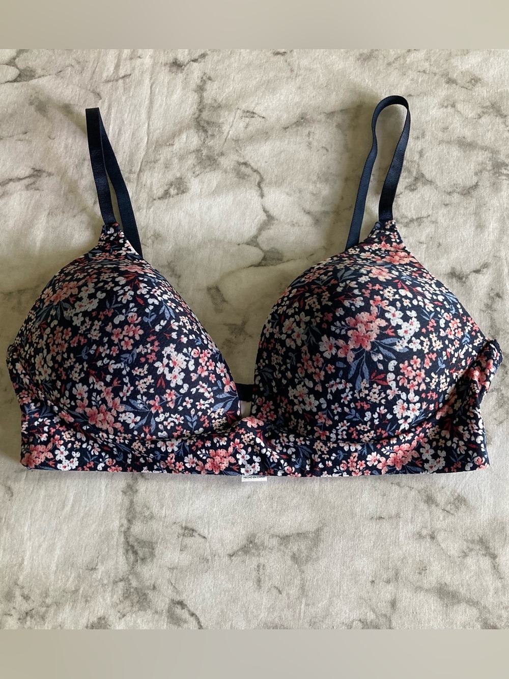 Floral Navy lightly padded bra